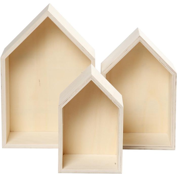 Cajas de almacenaje, houses, A: 20,3+25,3+31 cm, P: 10 cm, A: 13+16,2+20 cm, 3 ud/ 1 set