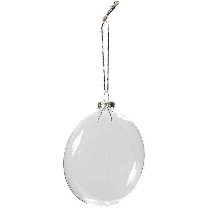 Ornamento de cristal plano, dia 8 cm, grosor 2,1 cm, 6 ud/ 1 paquete