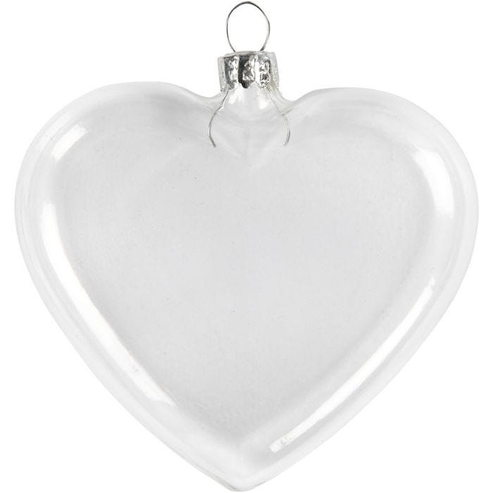 Corazón de cristal plano, A: 9 cm, A: 7.8 cm, grosor 2,1 cm, 6 ud/ 1 paquete