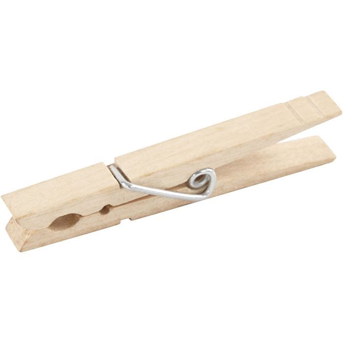 Pinza de madera, L. 80 mm, A: 10 mm, 10 ud/ 1 paquete