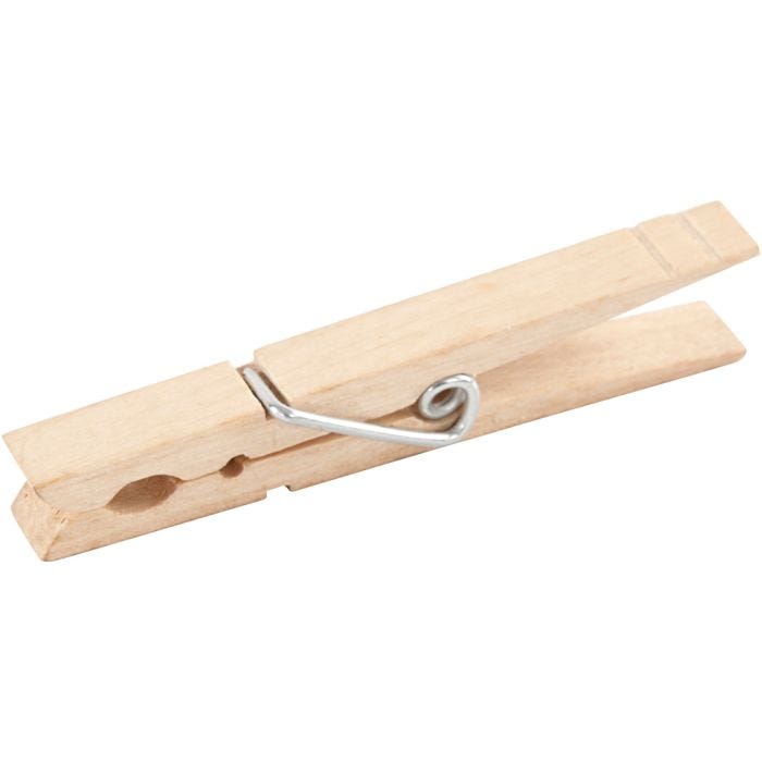 Pinza de madera, L. 80 mm, A: 10 mm, 150 ud/ 1 paquete