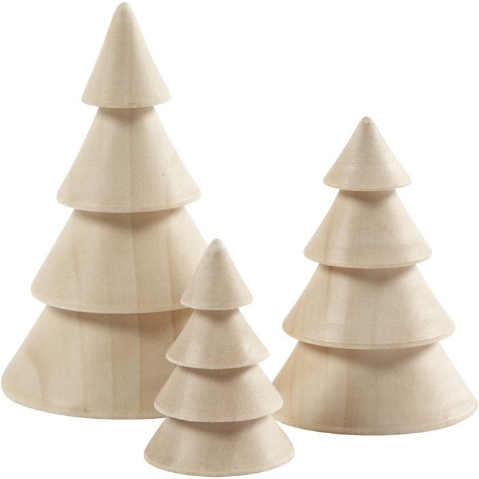 Árbol de Navidad, A: 5+7,5+10 cm, dia 3,5+5,4+6,7 cm, 3 ud/ 1 paquete