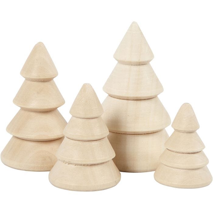 Árbol de Navidad, A: 3,3+4,3+5,3+6,3 cm, dia 2,3+3+3,2+4 cm, 4 ud/ 1 paquete