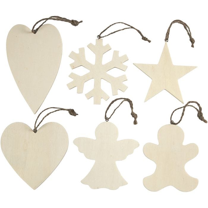 Adornos, medidas 9-11 cm, grosor 4 mm, 6 ud/ 1 paquete