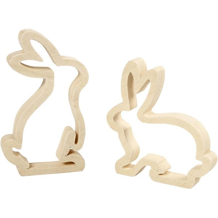 Conejos de Pascua, A: 14 cm, P: 2 cm, A: 13 cm, 2 ud/ 1 paquete