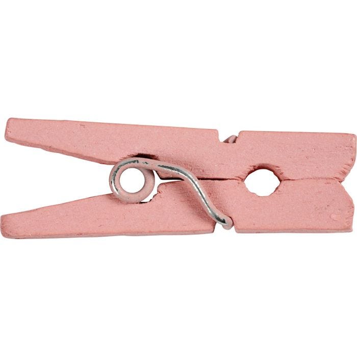 Mini pinza de ropa, L. 25 mm, A: 3 mm, rojo claro, 36 ud/ 1 paquete