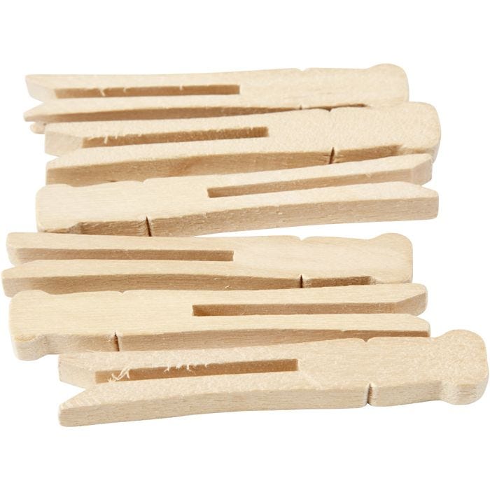 Pinzas de ropa, L. 9,5 cm, A: 1,4 cm, 100 ud/ 1 paquete