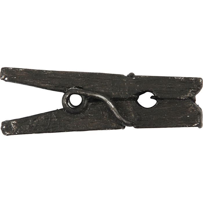 Mini pinza de ropa, L. 25 mm, A: 3 mm, negro, 36 ud/ 1 paquete