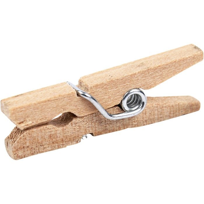 Pinzas de ropa, L. 25 mm, A: 3 mm, 30 ud/ 1 paquete