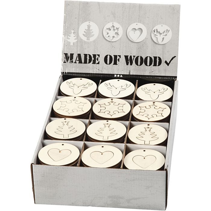 Decoraciones colgantes 2 en 1, dia 7 cm, grosor 4 mm, 200 ud/ 1 paquete
