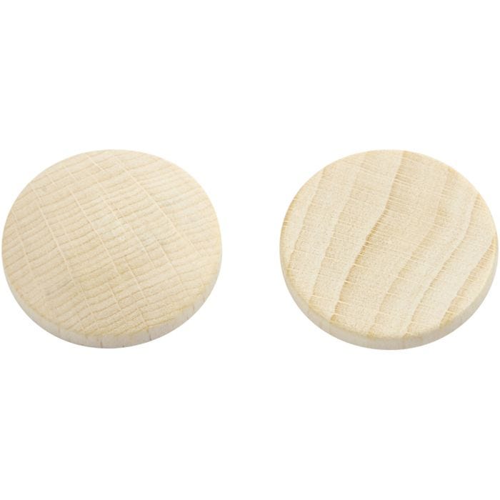 Botones de madera, dia 25 mm, grosor 5 mm, 15 ud/ 1 paquete