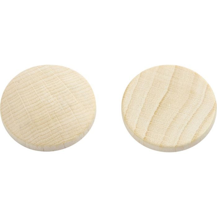 Botones de madera, dia 25 mm, grosor 5 mm, 150 ud/ 1 paquete
