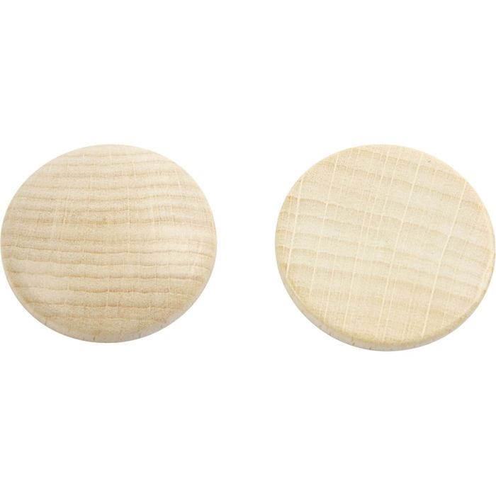 Botones de madera, dia 30 mm, grosor 5 mm, 15 ud/ 1 paquete