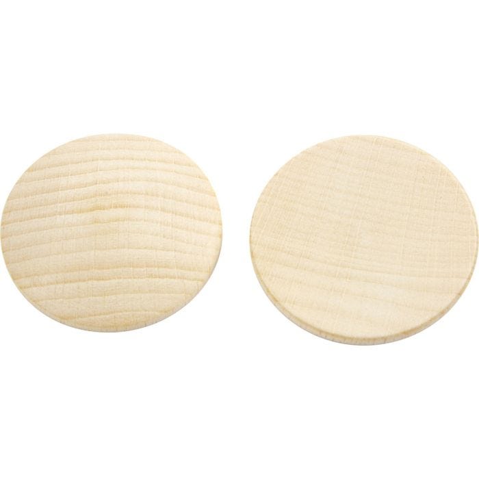 Botones de madera, dia 40 mm, grosor 5,2 mm, 100 ud/ 1 paquete