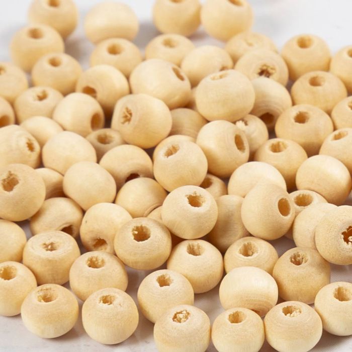 cuentas de madera, dia 5 mm, medida agujero 1,5 mm, 100 ud/ 1 paquete