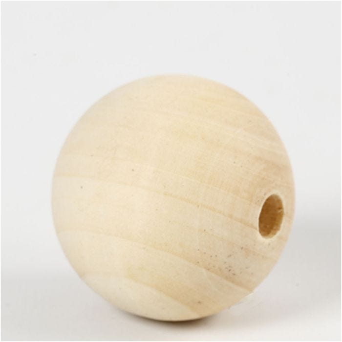 cuentas de madera, dia 40 mm, medida agujero 7 mm, 6 ud/ 1 paquete