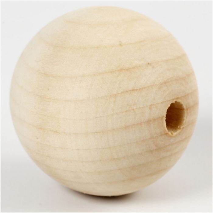 cuentas de madera, dia 50 mm, medida agujero 8 mm, 4 ud/ 1 paquete