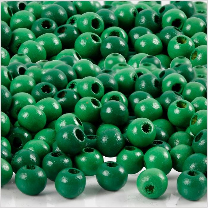 Cuentas de Madera, dia 5 mm, medida agujero 1,5 mm, verde, 6 gr/ 1 paquete
