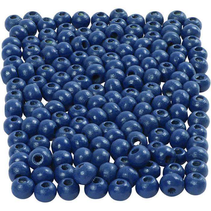 Cuentas de Madera, dia 5 mm, medida agujero 1,5 mm, azul, 6 gr/ 1 paquete
