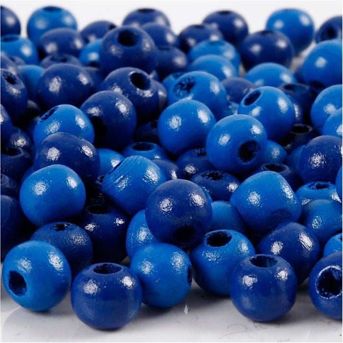 Cuentas de Madera, dia 8 mm, medida agujero 2 mm, azul, 15 gr/ 1 paquete