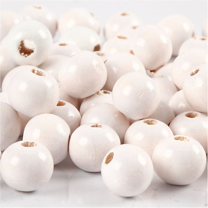 Cuentas de madera , 10 mm, 3 mm, blanco, 20gr/ 1 paquete