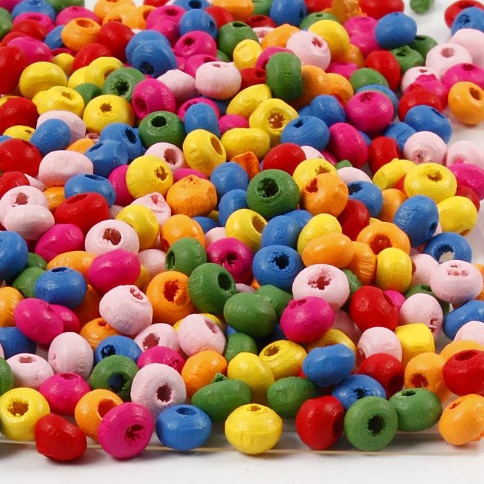 Cuentas de madera, dia 4 mm, medida agujero 1-1,5 mm, 300 gr/ 1 bolsa