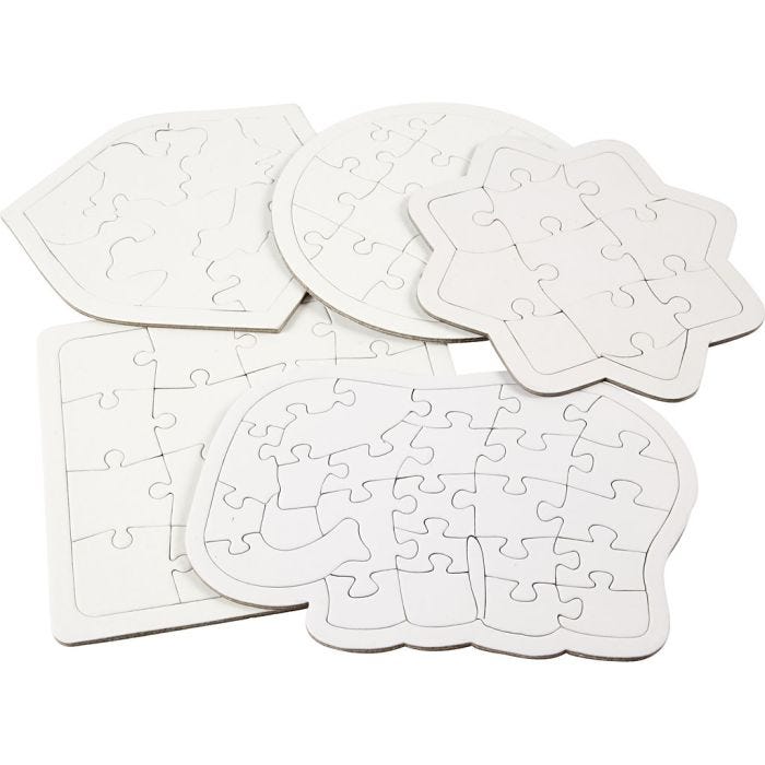 Puzzle, medidas 17-21 cm, blanco, 10 ud/ 1 paquete