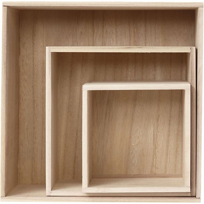 Cajas de almacenamiento, cuadrado, A: 15x15+21,5x21,5+28x28 cm, P: 12,5 cm, 3 ud/ 1 set