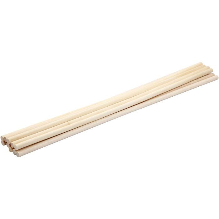 Palo de madera, 30 cm, 6 mm, 10ud/ 1 paquete