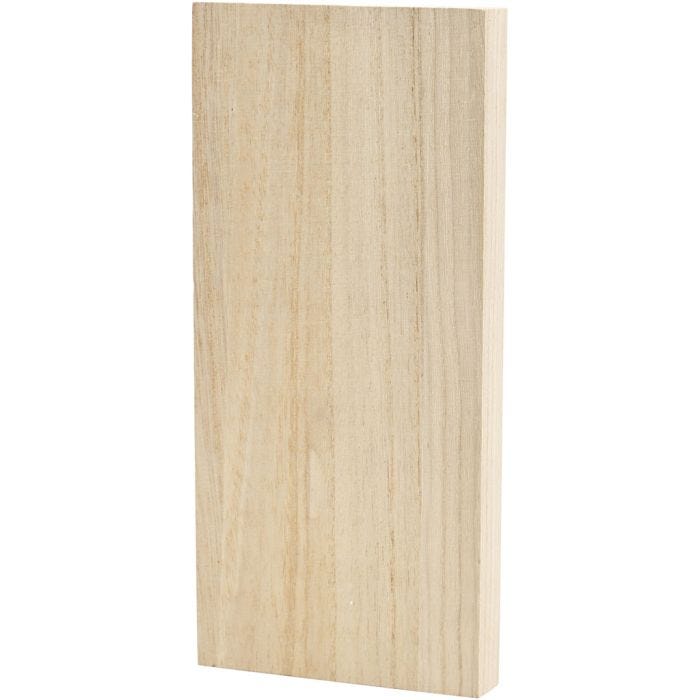 Placa de madera, medidas 20,6x9,6 cm, grosor 20 mm, 1 ud