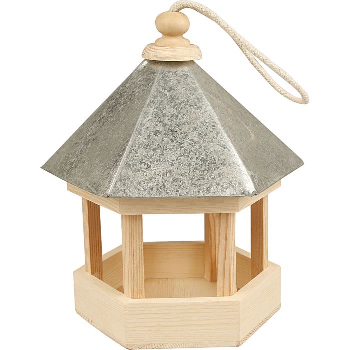 Casita para pájaros con tejado de zinc, medidas 22x18x16,5 cm, 1 ud