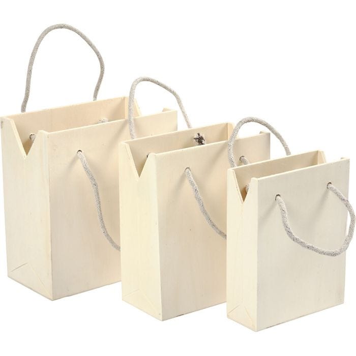 Bolsa con asa, A: 12+14+16 cm, P: 5+7+9 cm, A: 16+16,5+18 cm, 3 ud/ 1 set