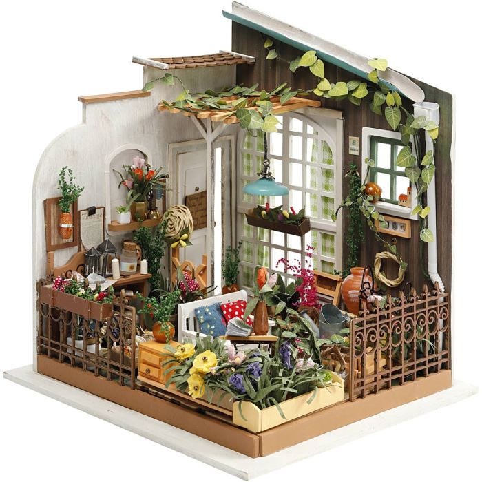 Habitación en miniatura DIY, Jardín, 21 cm, 19,5 cm, 1 ud