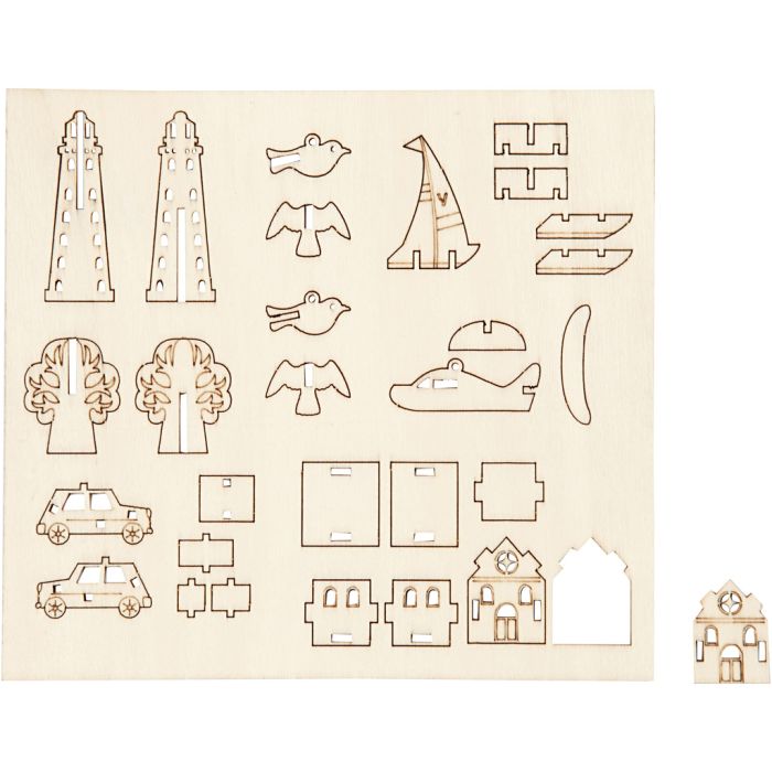 Figuras de madera, Objetos uso cotidiano, 15,5 cm, 17 cm, 3 mm, 1 paquete