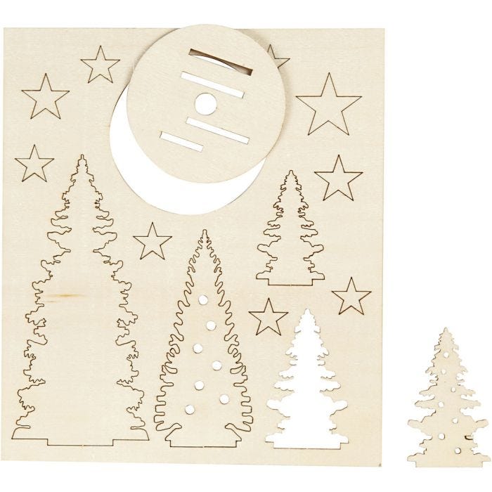 Figuras de madera, Árboles de Navidad, L. 20 cm, A: 17 cm, grosor 3 mm, 1 paquete