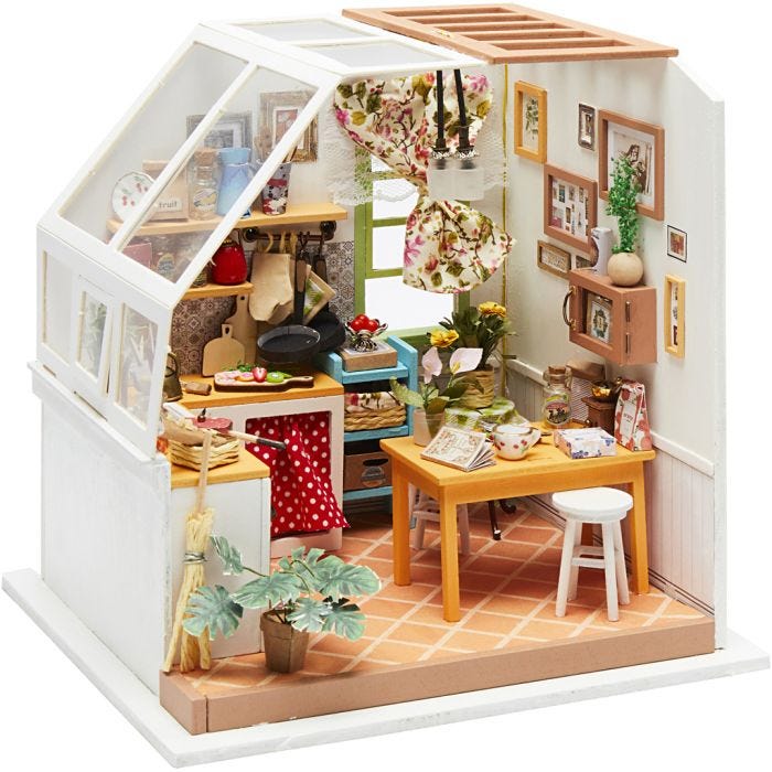 Habitación en miniatura DIY, Cocina, 18,7 cm, 19 cm, 1 ud