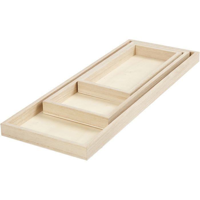 Bandejas, L. 20+30+40 cm, A: 10+12+15 cm, 3 ud/ 1 paquete