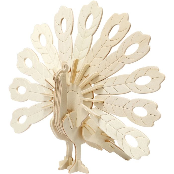 Figura de construcción 3D, pavo real, 10x20,5x17,5 cm, 1 ud