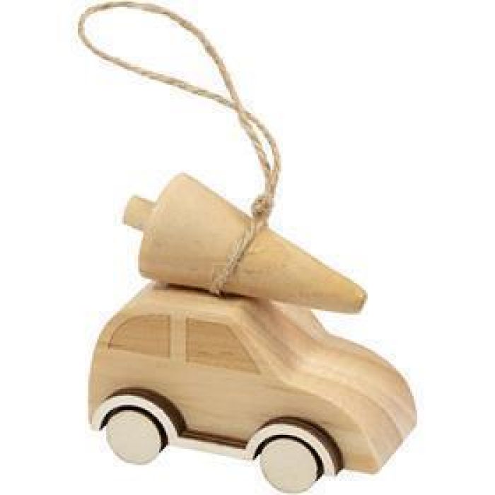 Coche con árbol de Navidad, A: 6 cm, L. 6 cm, A: 3,5 cm, 1 ud
