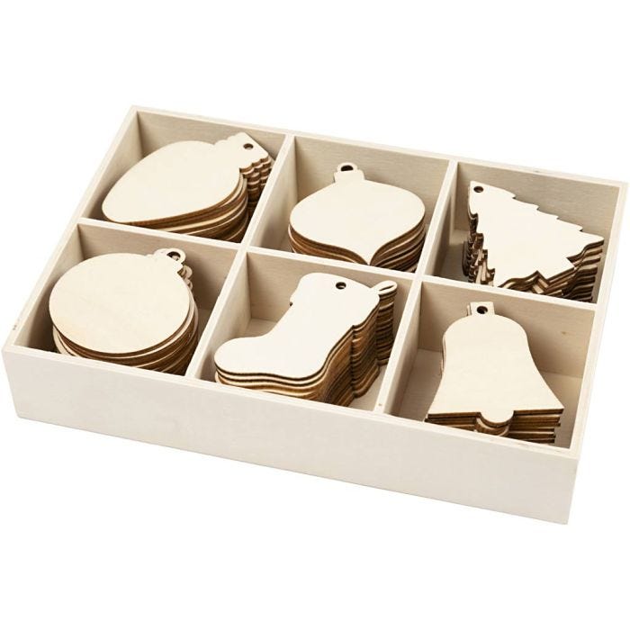 Decoración navideña, A: 5,5-7 cm, A: 4-5 cm, medida agujero 4 mm, 90 ud/ 1 paquete