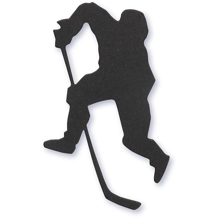 Emblema de cartón, jugador de hockey hielo, medidas 54x64 mm, negro, 10 ud/ 1 paquete