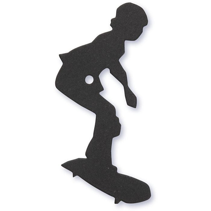 Emblema de cartón, skater, medidas 56x67 mm, negro, 10 ud/ 1 paquete