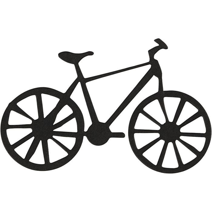 Emblema de cartón, bicicleta, medidas 77x48 mm, negro, 10 ud/ 1 paquete