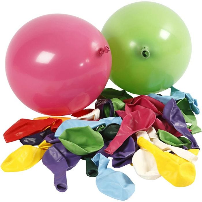 Globos, redondos, dia 23 cm, surtido de colores, 100 ud/ 1 paquete
