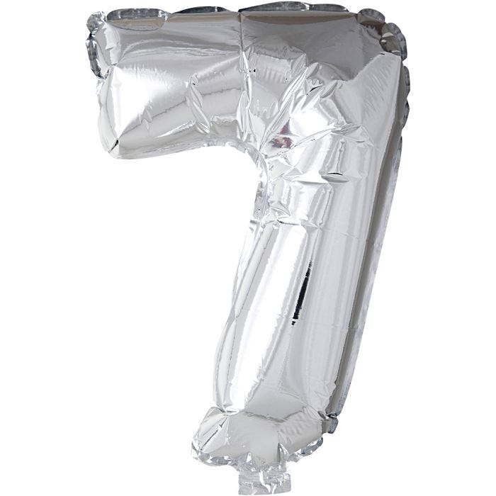 Globo foil, número 7, 41 cm, plata, 1 ud