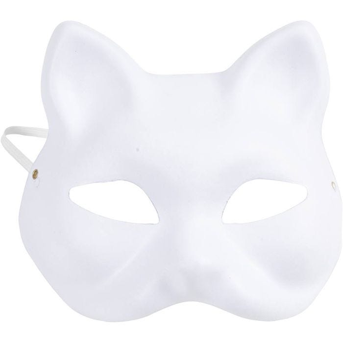 Máscara de gato, 17,5 cm, 18,5, blanco, 1 ud