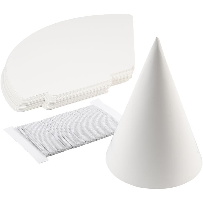 Cono/gorro, A: 23 cm, dia 16,5 cm, 230 gr, blanco, 50 ud/ 1 paquete
