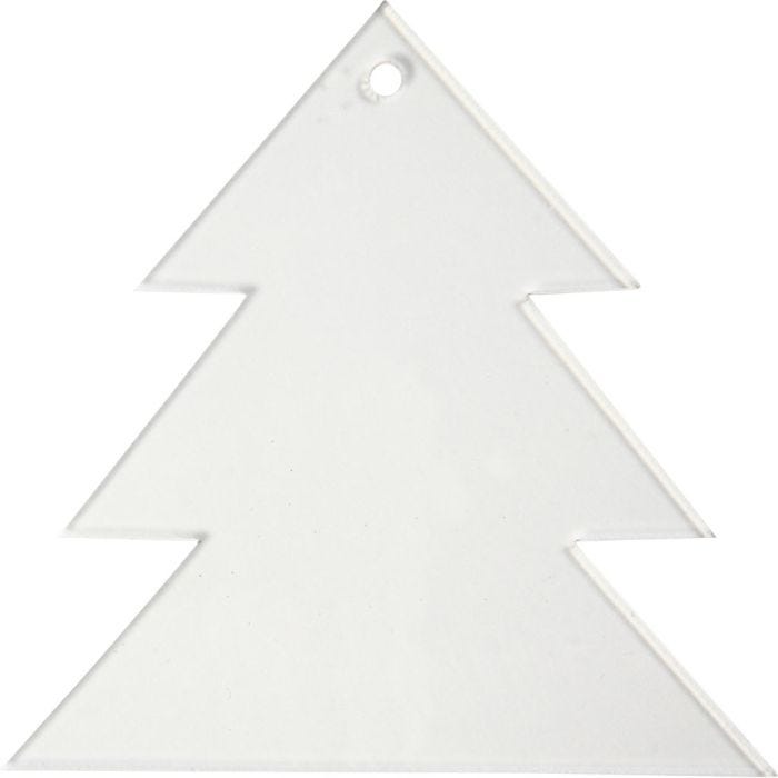 Ornamentos acrílicos, Árbol de Navidad, A: 8 cm, grosor 2 mm, 5 ud/ 1 paquete
