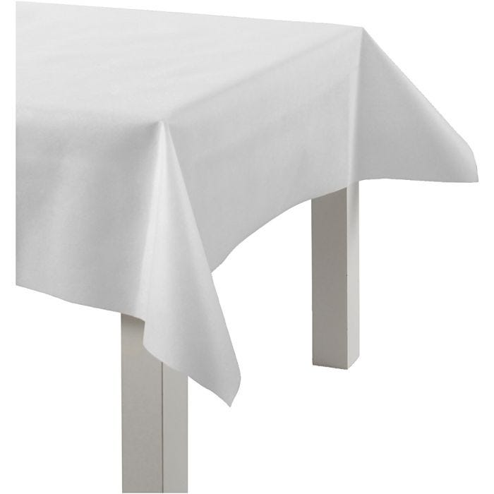 Mantel de Tela de Imitación, A: 125 cm, 70 gr, blanco, 10 m/ 1 rollo