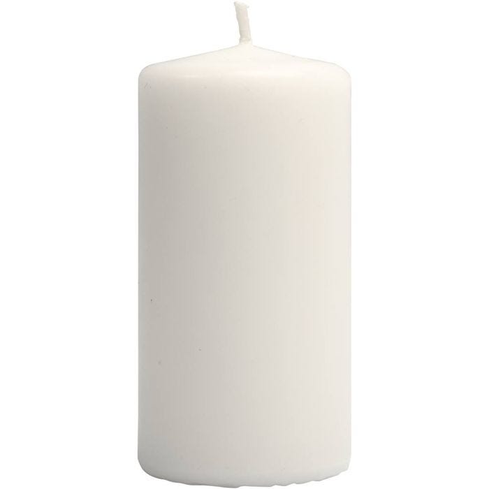 Velas, A: 100 mm, dia 50 mm, blanco, 12 ud/ 1 paquete